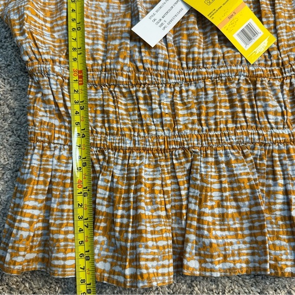 🎆 Circus by Sam Edelman peplum top small square neck balloon sleeve orange retro - Picture 8 of 9